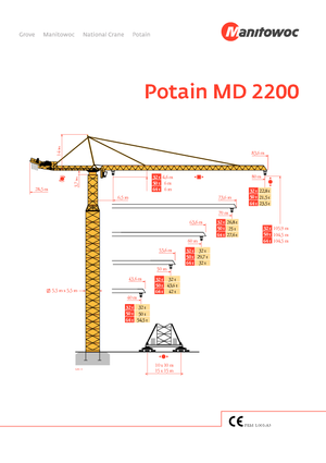 Grúas torre con rotación superior Potain MD 650-32 t