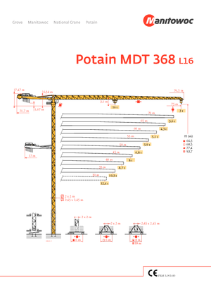 Grúas torre con rotación superior Potain MDT 368 L16