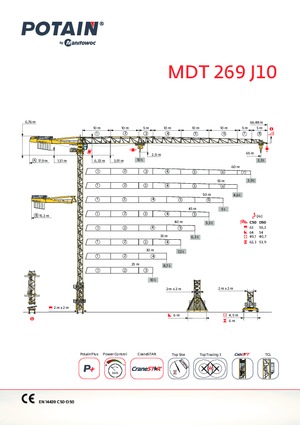 Grúas torre con rotación superior Potain MDT 269 A J10