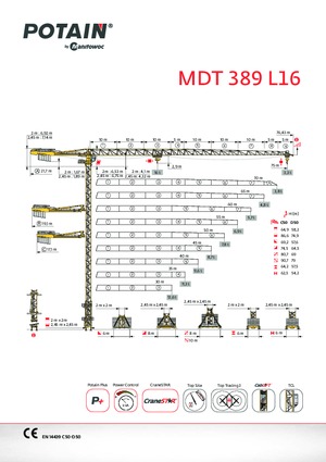 Grúas torre con rotación superior Potain MDT 389 L16