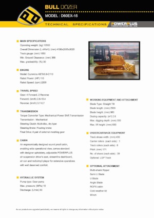 Bulldozers / Topadoras PowerPlus D60EX-15
