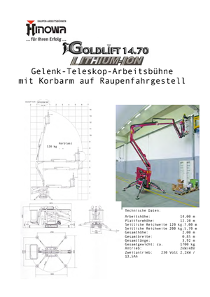 Plataformas articuladas de orugas Hinowa Goldlift 14.70 IIIS