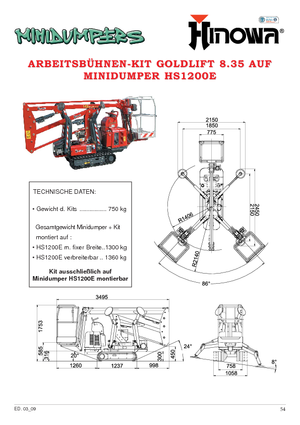 Plataformas articuladas de orugas Hinowa GL 8.35