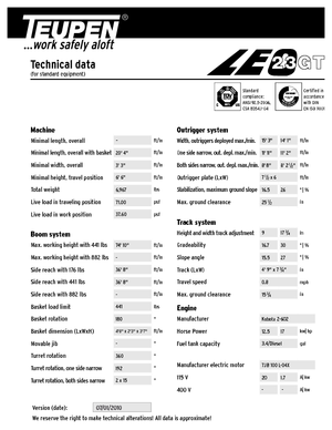 Plataformas articuladas de orugas TEUPEN LEO23GT 