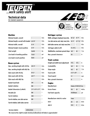 Plataformas telescópicas de orugas TEUPEN LEO36T