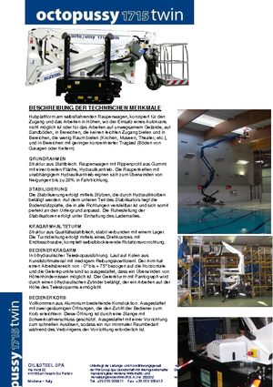 Plataformas articuladas de orugas Oil & Steel Octopussy 1715 Twin