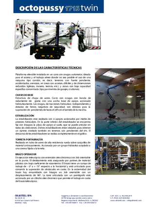 Plataformas articuladas de orugas Oil & Steel Octopussy 1715 Twin