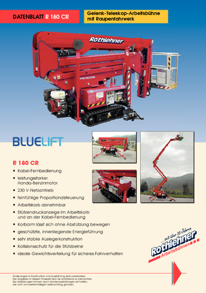 Plataformas telescópicas de orugas Bluelift - Rothlehner R 180 CR