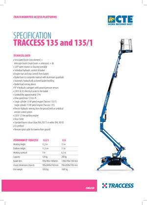 Plataformas articuladas de orugas CTE Traccess 135-1