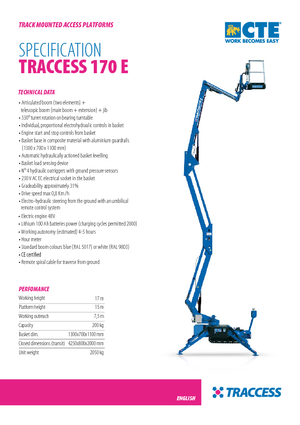 Plataformas articuladas de orugas CTE Traccess 170 E