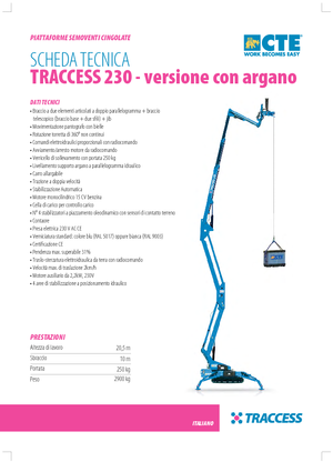 Plataformas articuladas de orugas CTE Traccess 230 con argano