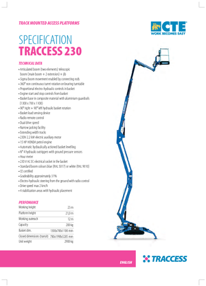 Plataformas articuladas de orugas CTE Traccess 230