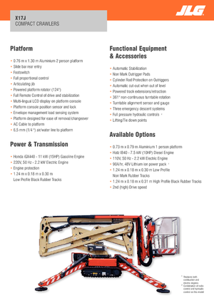 Plataformas articuladas de orugas JLG X17J Plus