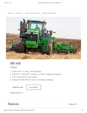 Tractores agrículas de orugas John Deere 9RT 470