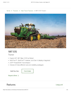 Tractores agrículas de orugas John Deere 9RT 570