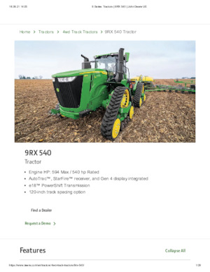 Tractores agrículas de orugas John Deere 9RX 540