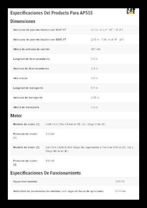 Extendedoras asfálticas sobre orugas Caterpillar AP555