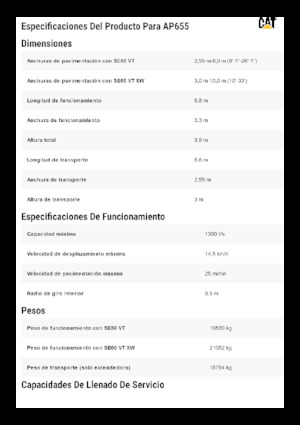Extendedoras asfálticas sobre orugas Caterpillar AP655