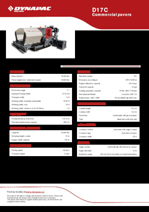 Extendedoras asfálticas sobre orugas Dynapac D17C
