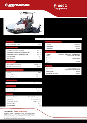 Extendedoras asfálticas sobre orugas Dynapac F1800C