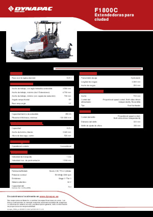Extendedoras asfálticas sobre orugas Dynapac F1800C