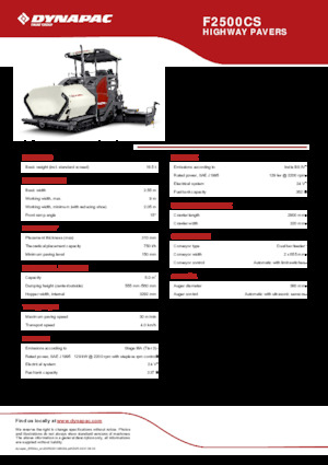 Extendedoras asfálticas sobre orugas Dynapac F2500CS