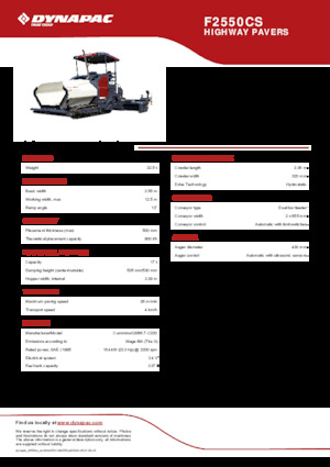 Extendedoras asfálticas sobre orugas Dynapac F2550CS