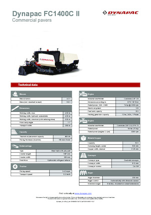 Extendedoras asfálticas sobre orugas Dynapac FC1400C II