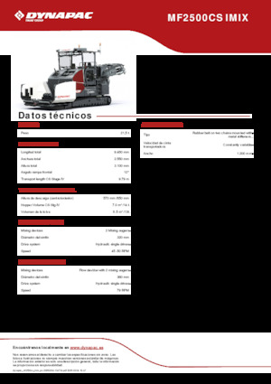 Extendedoras asfálticas sobre orugas Dynapac MF2500CS IMIX