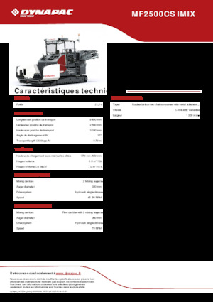Extendedoras asfálticas sobre orugas Dynapac MF2500CS IMIX