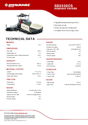 Extendedoras asfálticas sobre orugas Dynapac SD2530CS