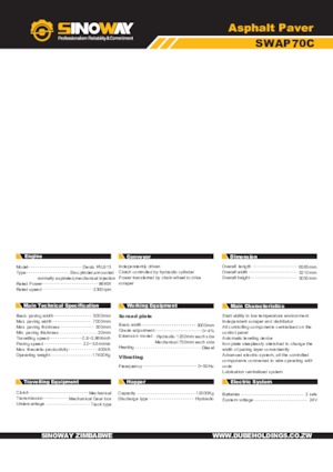 Extendedoras asfálticas sobre orugas Sinoway SWAP70C 