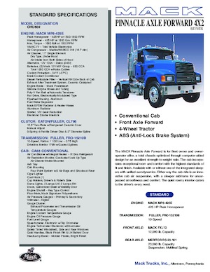 Tractoras Mack PINNACLE CA68 Conventional CHU602 MP8 4x2