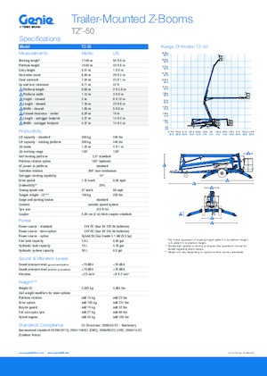 Plataformas elevadoras articuladas sobre camión Genie TZ™-50