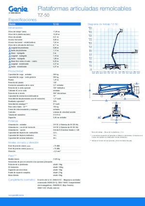 Plataformas elevadoras articuladas sobre camión Genie TZ™-50