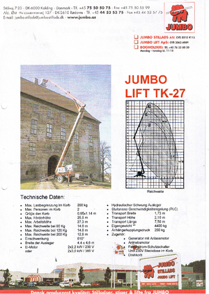 Plataformas elevadoras articuladas sobre camión Jumbo Lift TK 27