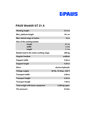 Plataformas elevadoras articuladas remolcables Paus Worklift GT 21 A
