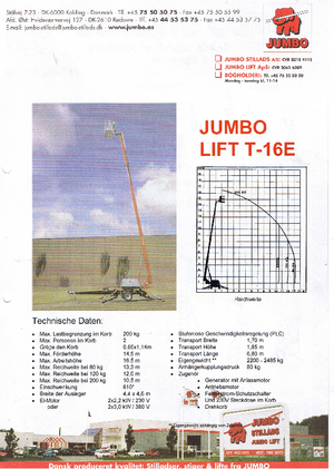 Plataformas telescópicas remolcables Jumbo Lift T 16 E