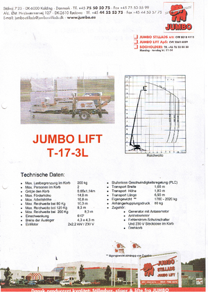 Plataformas telescópicas remolcables Jumbo Lift T 17-3 L