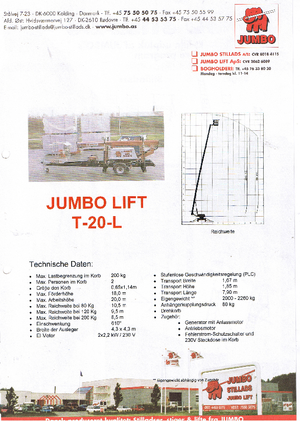 Plataformas telescópicas remolcables Jumbo Lift T 20 L