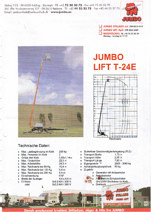 Plataformas telescópicas remolcables Jumbo Lift T 24 E