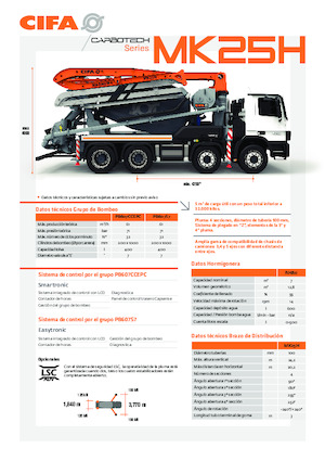 Bombas de hormigón sobre camión CIFA MK25H