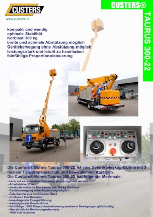 Plataformas elevadoras articuladas remolcables Custers Taurus 300-22