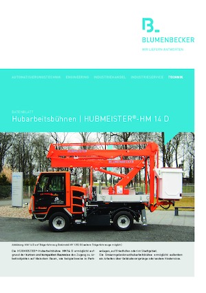 Plataformas elevadoras articuladas remolcables Blumenbecker - Hubmeister® HM 14 D