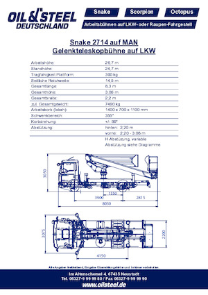 Plataformas elevadoras articuladas remolcables Oil & Steel Snake 2714 