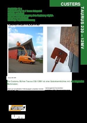 Plataformas elevadoras articuladas remolcables Custers Taurus 230- 12MV