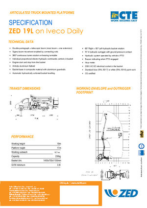 Plataformas elevadoras articuladas remolcables CTE ZED 19 L