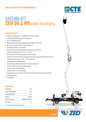 Plataformas elevadoras articuladas remolcables CTE ZED 20.2 HV
