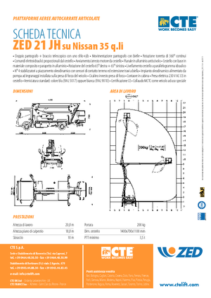 Plataformas elevadoras articuladas remolcables CTE ZED 21 JH