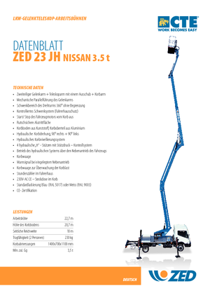 Plataformas elevadoras articuladas remolcables CTE ZED 23 JH